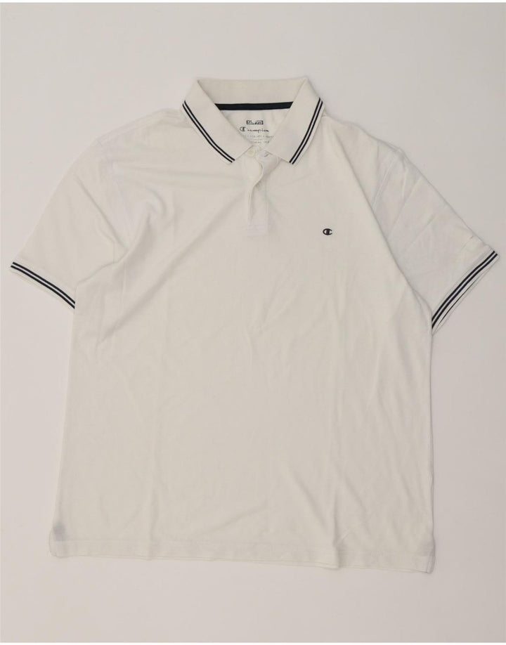 Champion Mens Polo Shirt Large White Striped