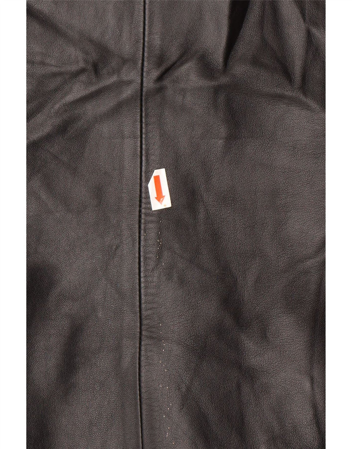 MICHEL Womens Leather Jacket IT 48 XL Black Leather