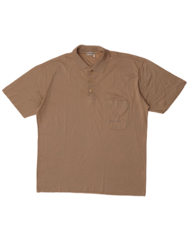 Cacharel Mens Polo Shirt Large Beige Cotton