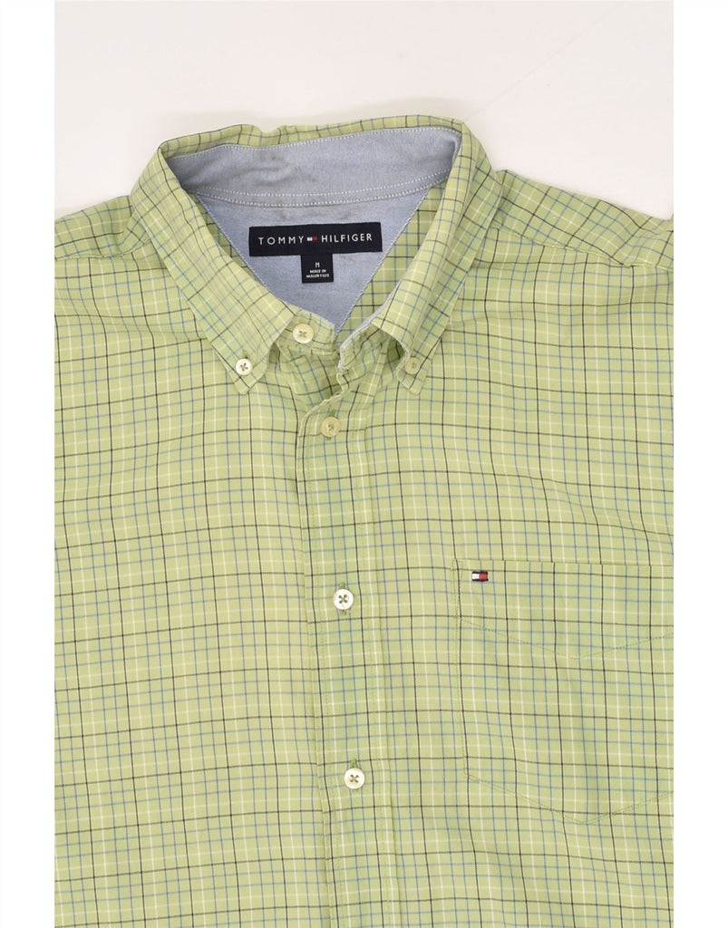 TOMMY HILFIGER Mens Shirt Medium Green Check Cotton | Vintage Tommy Hilfiger | Thrift | Second-Hand Tommy Hilfiger | Used Clothing | Messina Hembry 