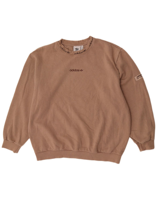 Adidas Mens Graphic Sweatshirt Jumper Large Brown Cotton