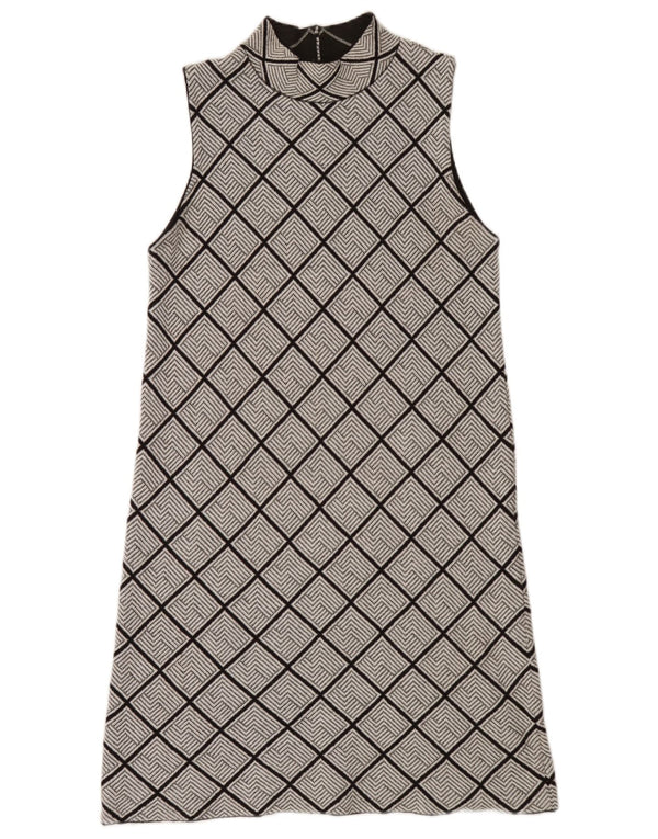Zara Womens Sleeveless Shift Dress UK 14 Large Grey Geometric