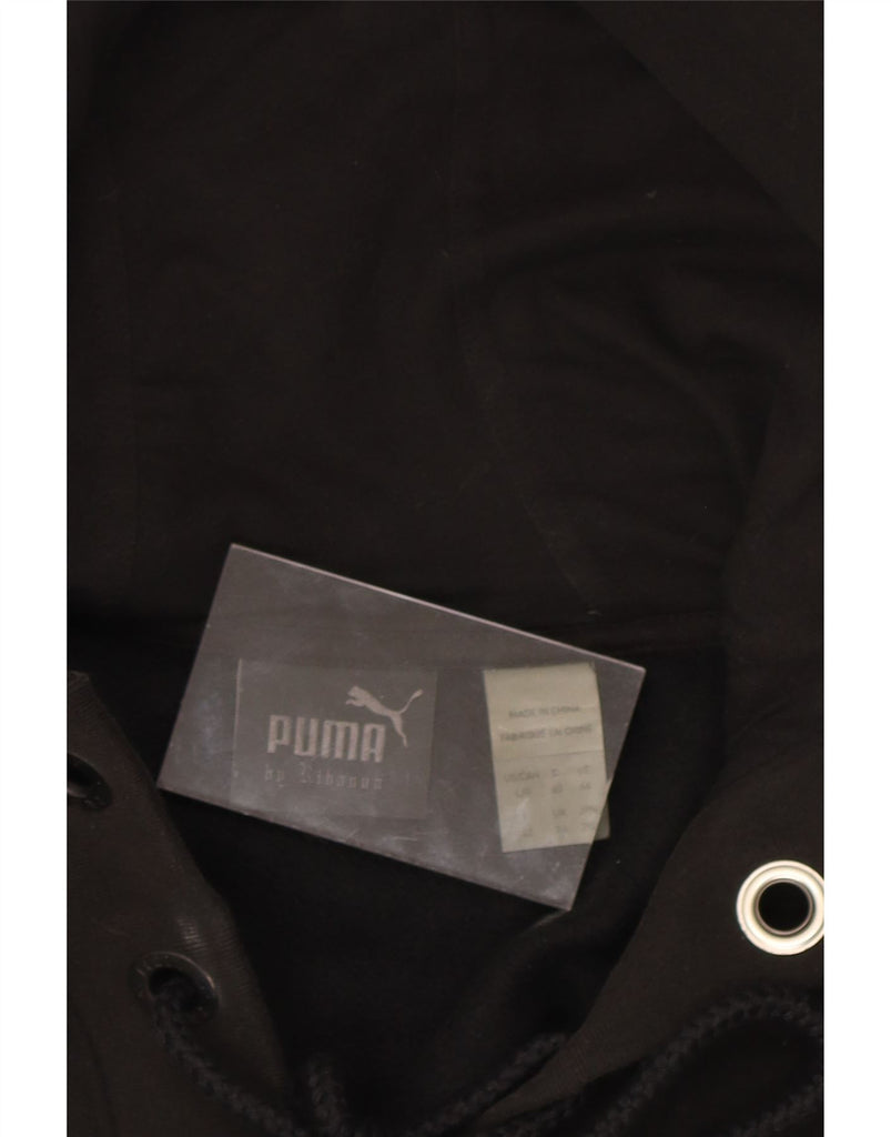 PUMA Womens Oversized Crop Graphic Hoodie Jumper UK 14 Large Black Cotton Vintage Puma and Second-Hand Puma from Messina Hembry 