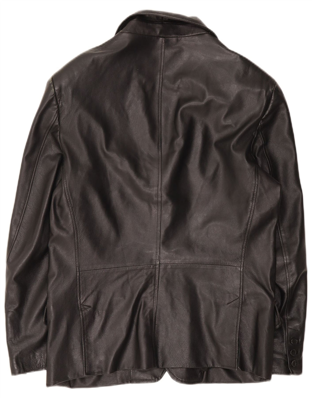 Vintage Mens 3 Button Leather Blazer Jacket IT 50 Large Black Leather