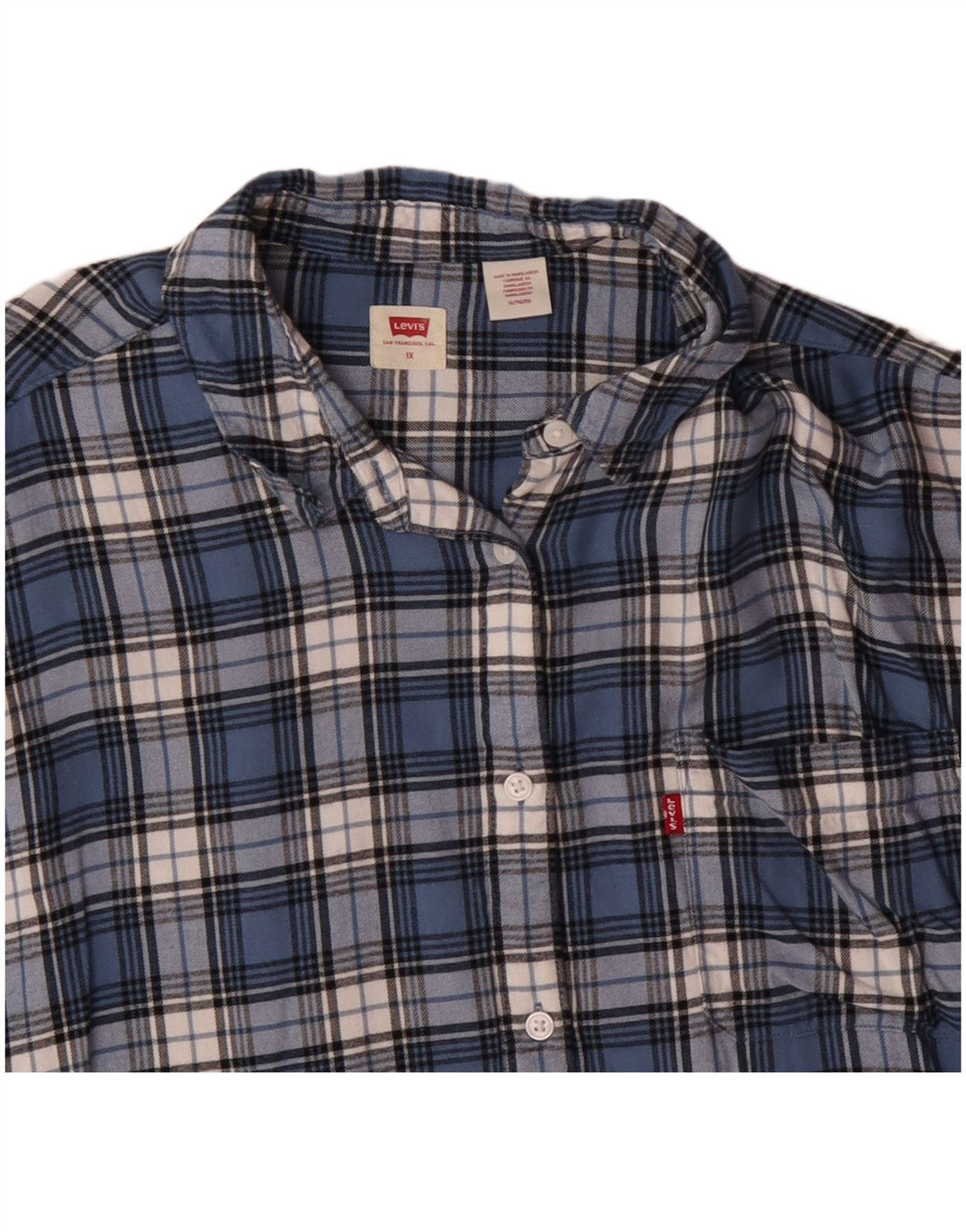 Levi's Womens Flannel Shirt UK 18 XL Blue Check Cotton