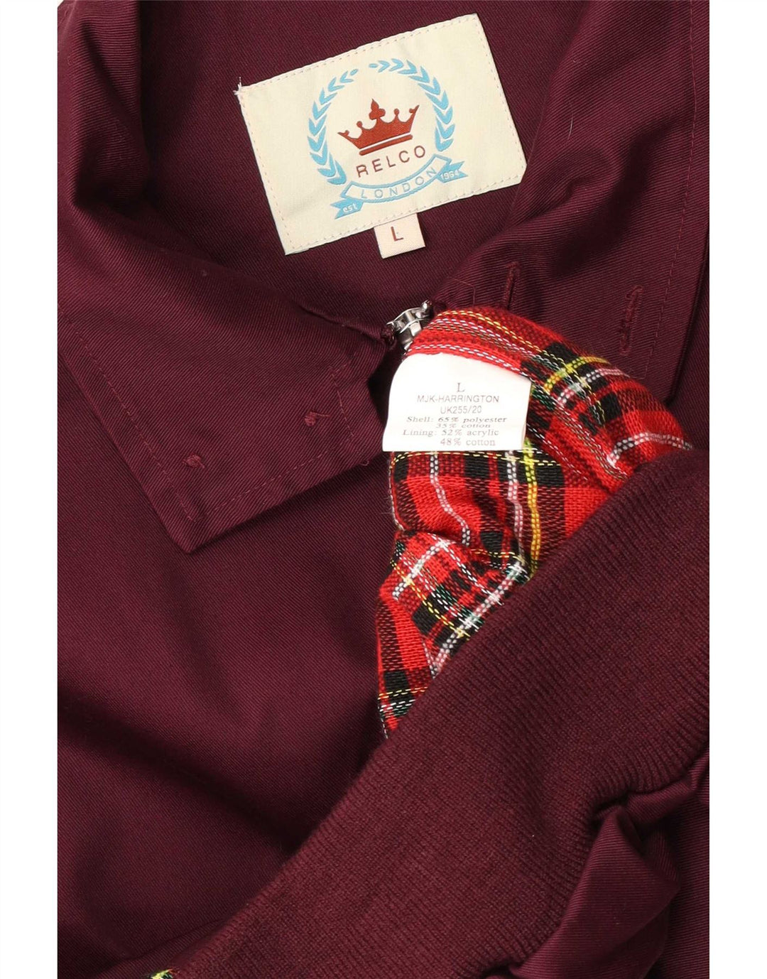 Relco Mens Bomber Jacket UK 40 Large Burgundy Polyester
