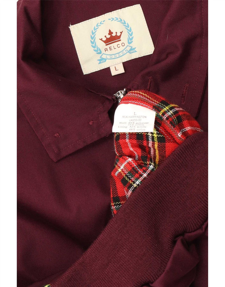 Relco Mens Bomber Jacket UK 40 Large Burgundy Polyester