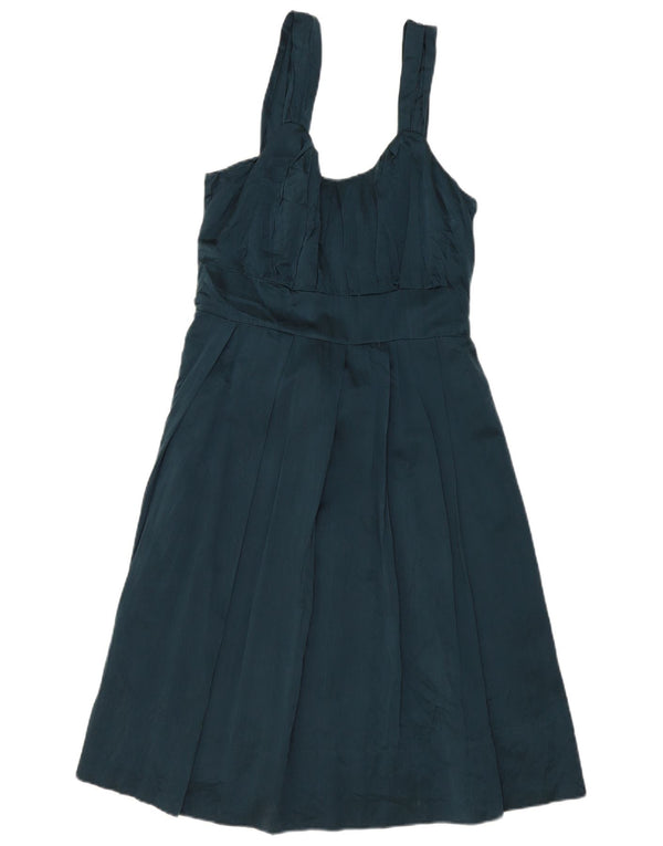 Jigsaw Womens Sleeveless Empire Dress UK 12 Medium Green Silk