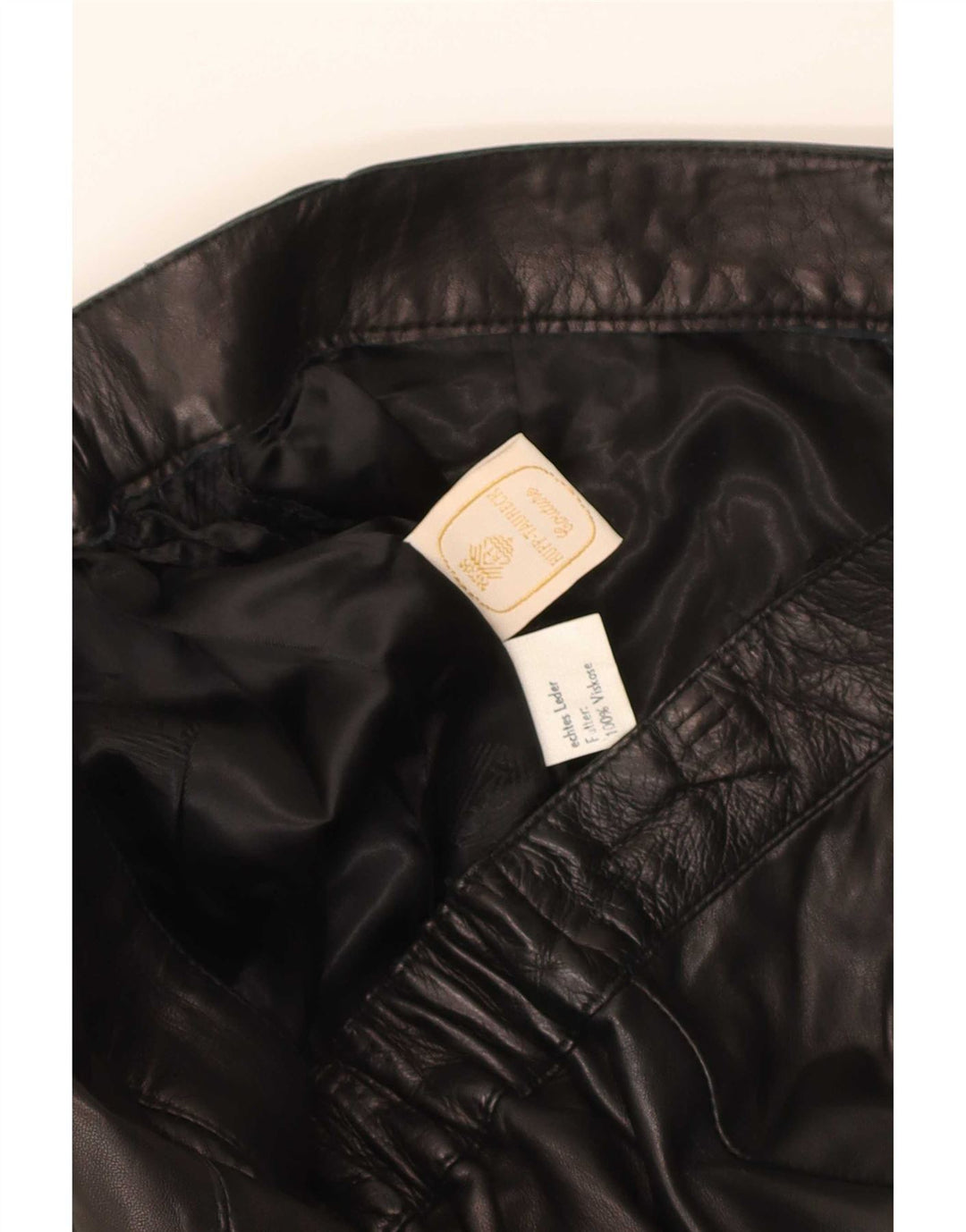 Vintage Womens Leather Skirt W32 Large  Black Leather