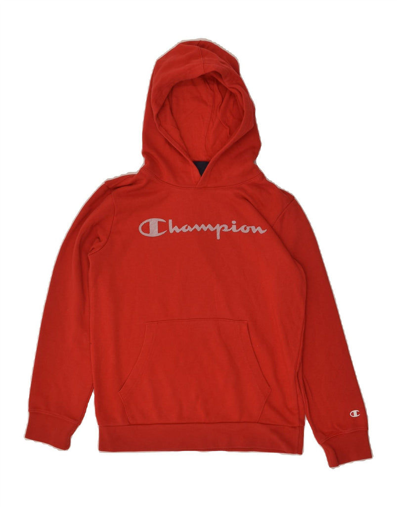 CHAMPION Boys Graphic Hoodie Jumper 11-12 Years Large  Red Cotton | Vintage Champion | Thrift | Second-Hand Champion | Used Clothing | Messina Hembry 