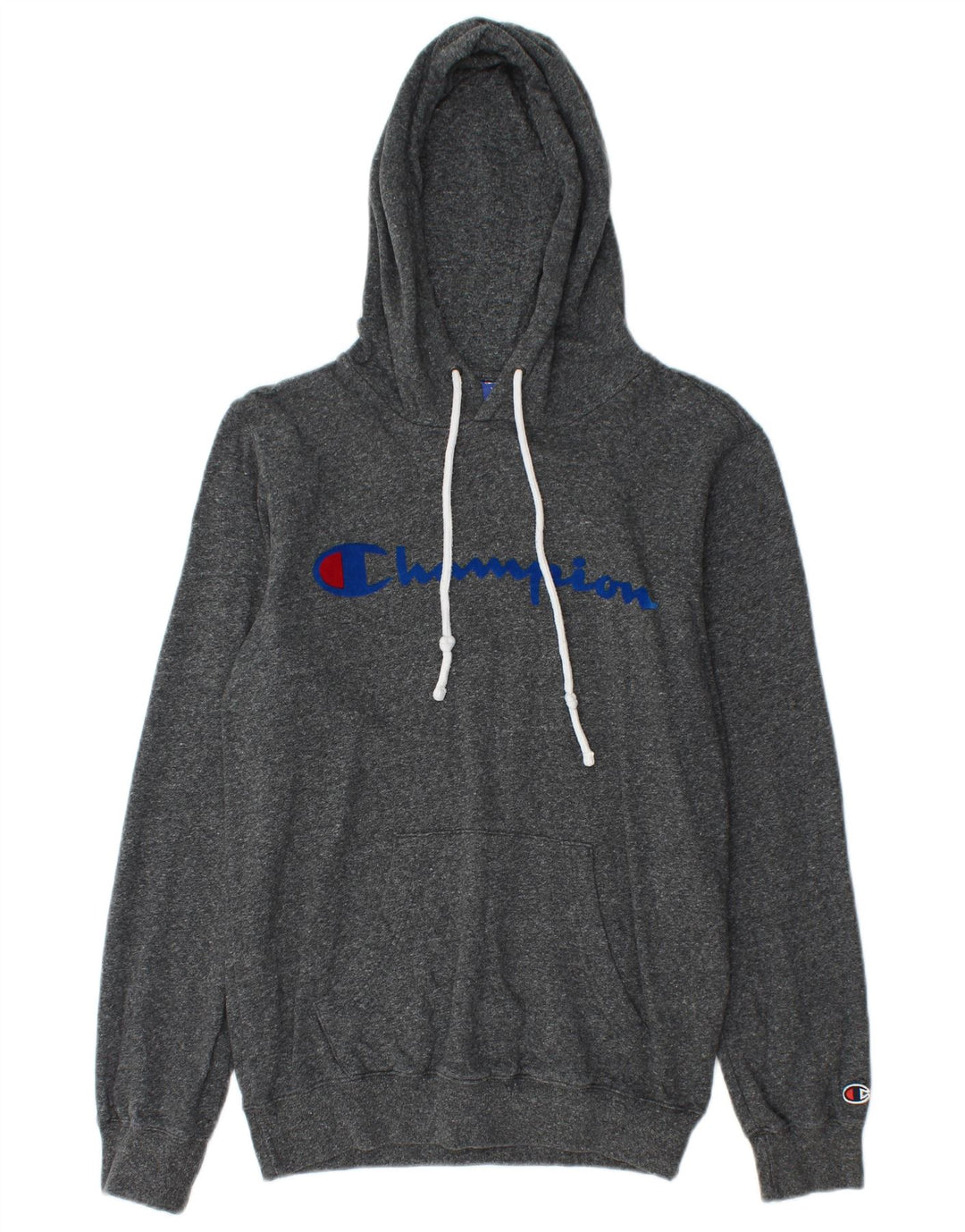 CHAMPION Mens Graphic Hoodie Jumper XS Grey Flecked Cotton