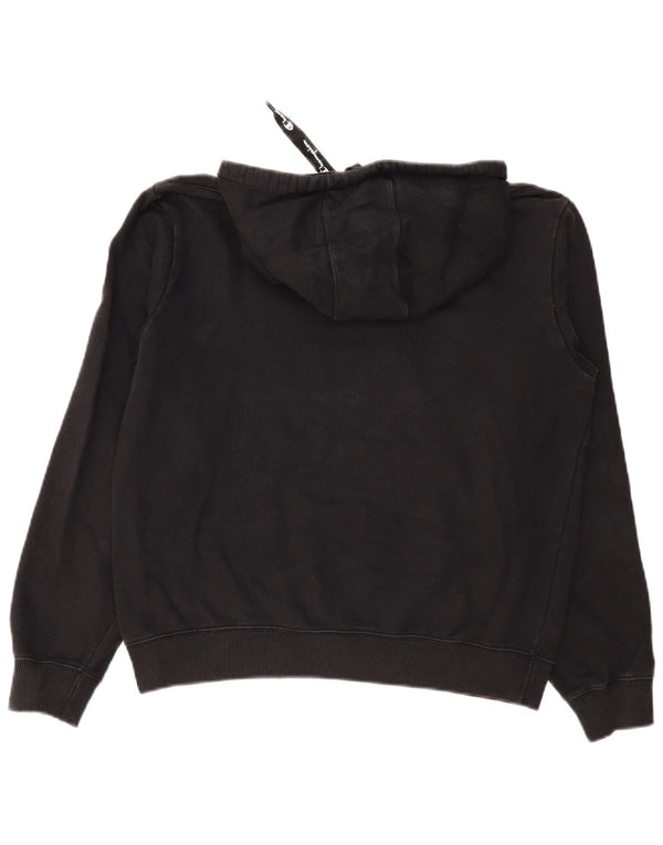 Champion Womens Graphic Hoodie Jumper UK 16 Large Black Cotton