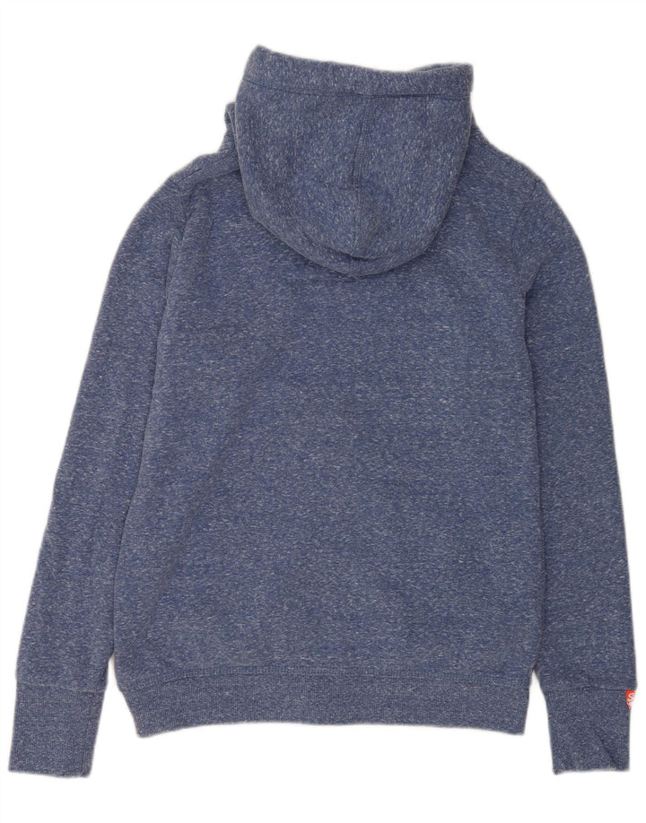 Superdry Womens Zip Hoodie Sweater UK 14 Medium Blue Flecked