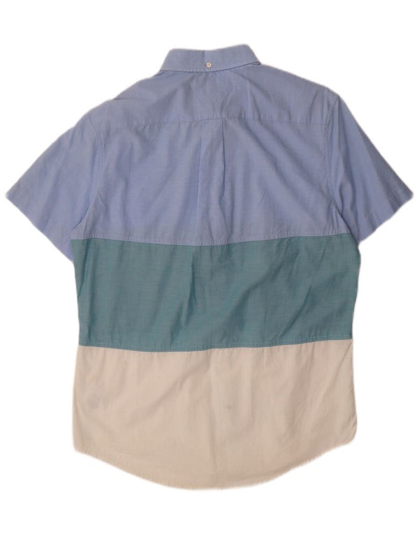 Tommy Hilfiger Mens Short Sleeve Custom Fit Shirt Medium Blue Colourblock
