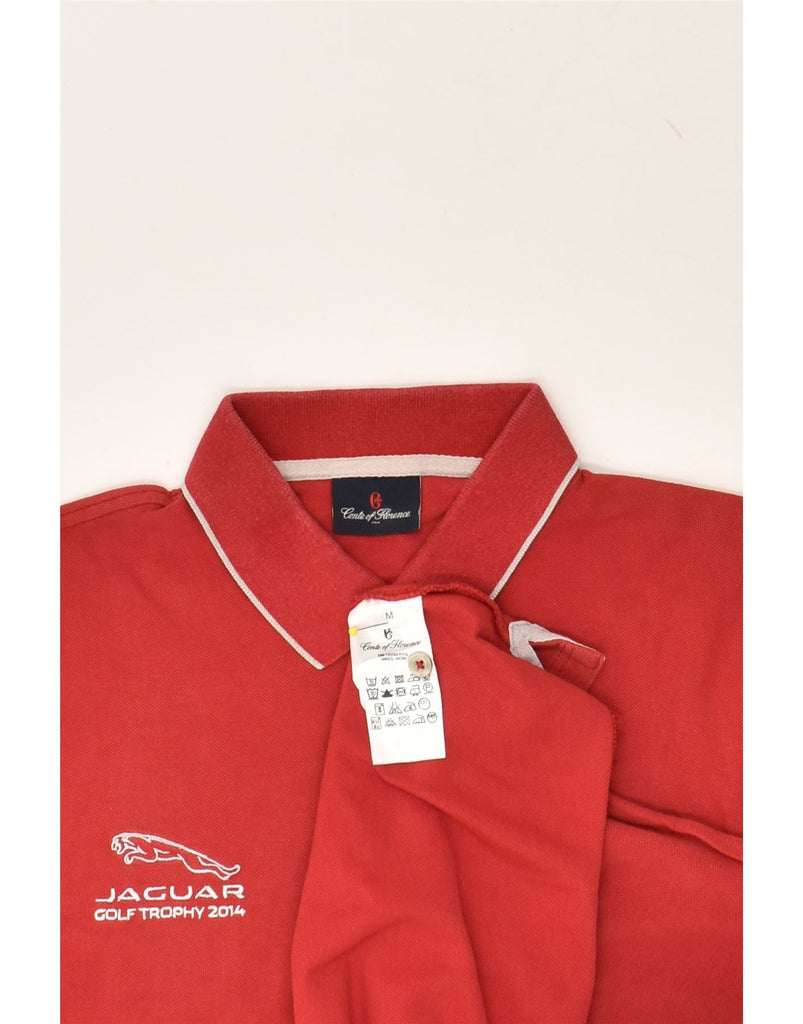 CONTE OF FLORENCE Mens Graphic Polo Shirt Medium Red Cotton | Vintage Conte of Florence | Thrift | Second-Hand Conte of Florence | Used Clothing | Messina Hembry 