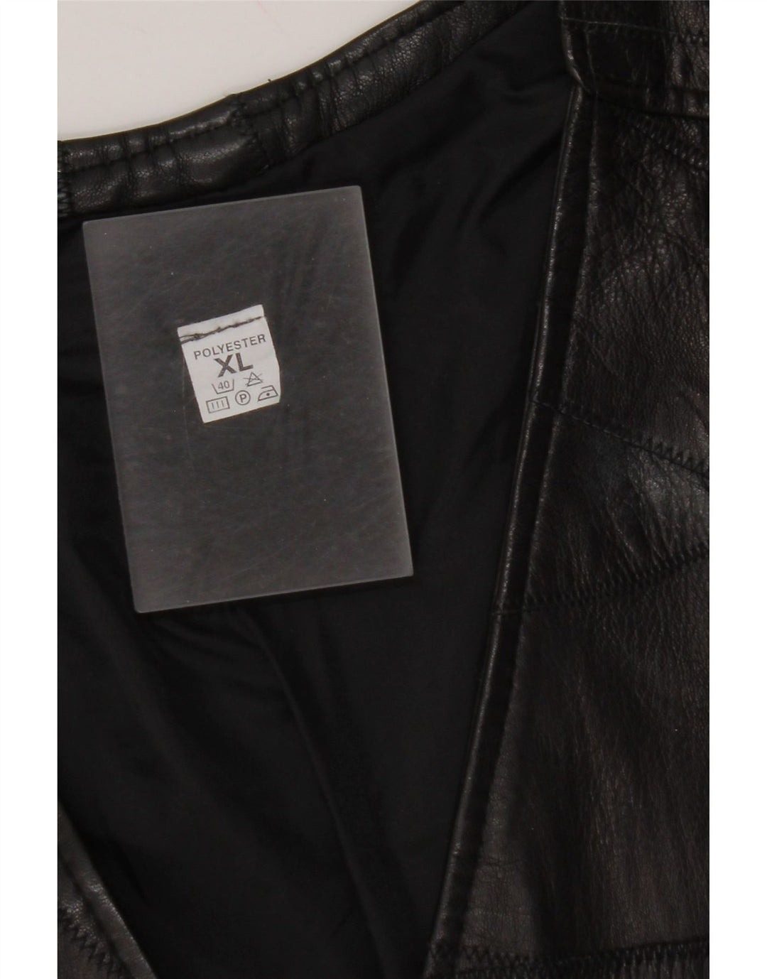 VINTAGE Mens Leather Waistcoat XL Black