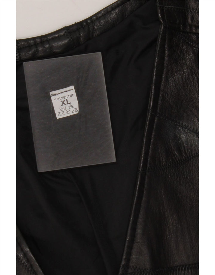 VINTAGE Mens Leather Waistcoat XL Black