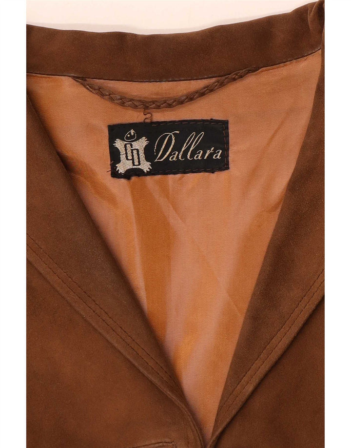 Dallara Womens 3 Button Suede Blazer Jacket UK 14 Medium Brown