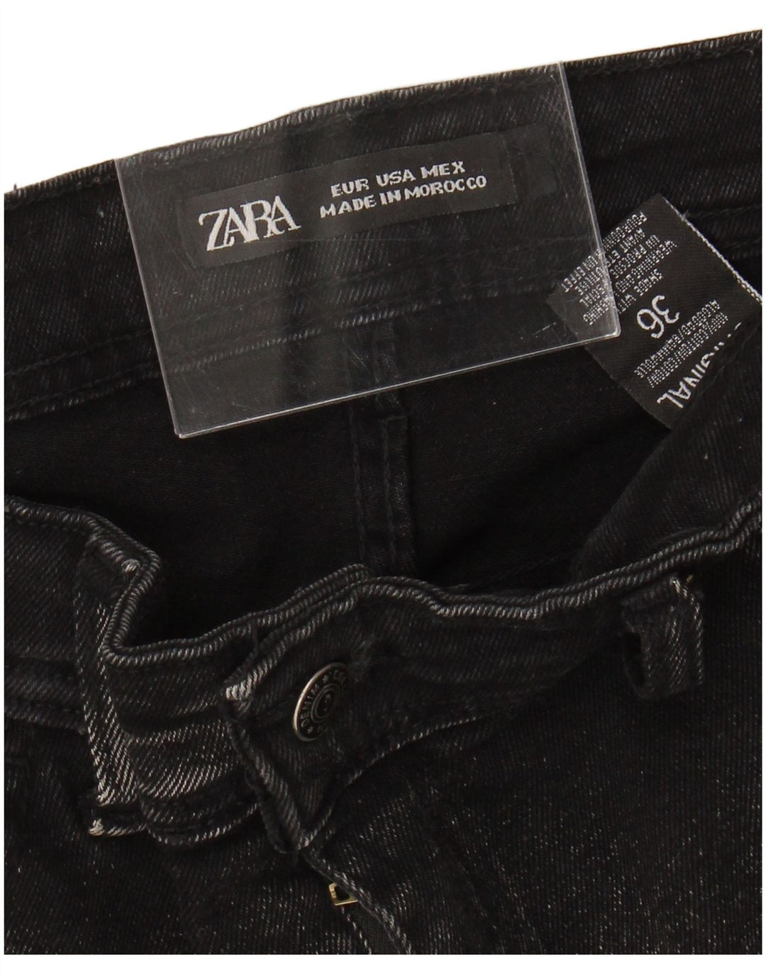 Zara Mens Distressed Skinny Jeans W36 L25 Black Cotton