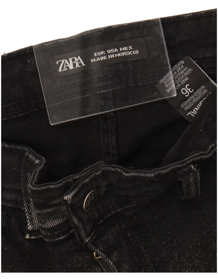Zara Mens Distressed Skinny Jeans W36 L25 Black Cotton