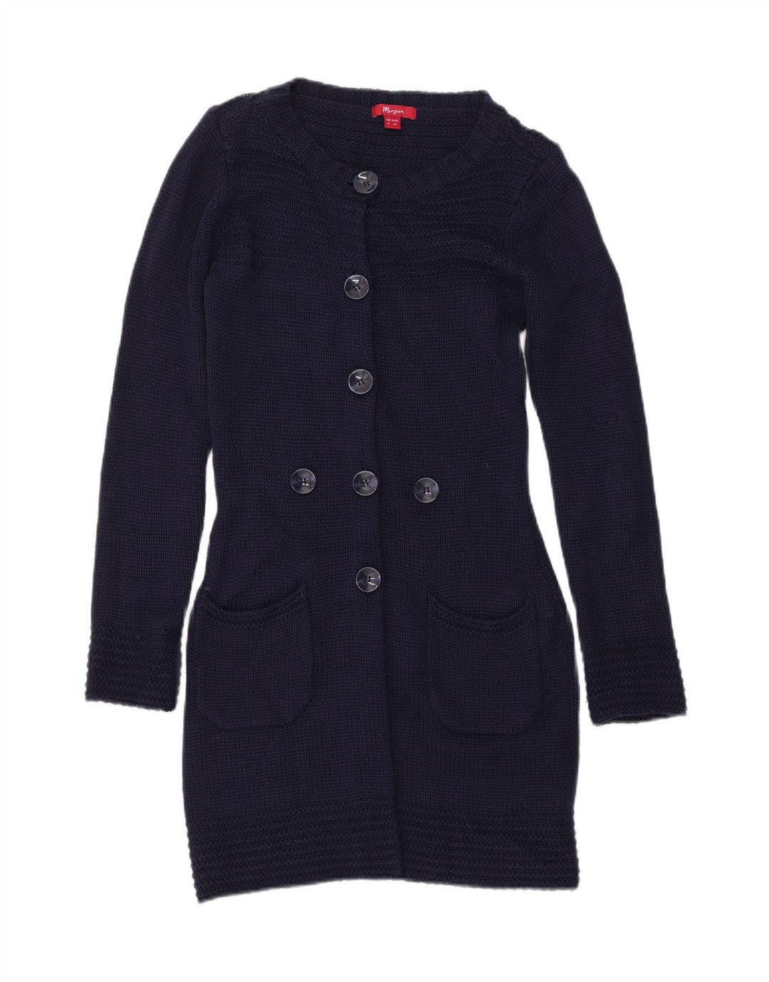 MONSOON Womens Longline Cardigan Sweater UK 8 Small  Navy Blue Acrylic