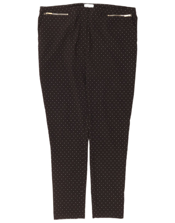 M&Co Womens Skinny Casual Trousers UK 18 XL W38 L28 Black Spotted Viscose
