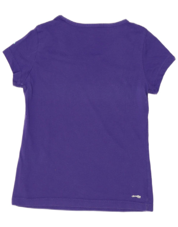 Adidas Girls Climalite Graphic T-Shirt Top 11-12 Years Purple Cotton