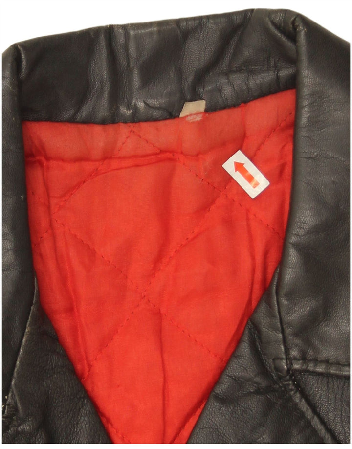 Vintage Womens Loose Fit Leather Biker Jacket IT 44 Medium Black