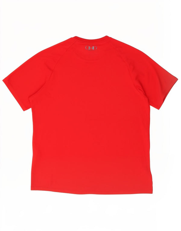 Under Armour Mens T-Shirt Top Large Red Polyester Sports