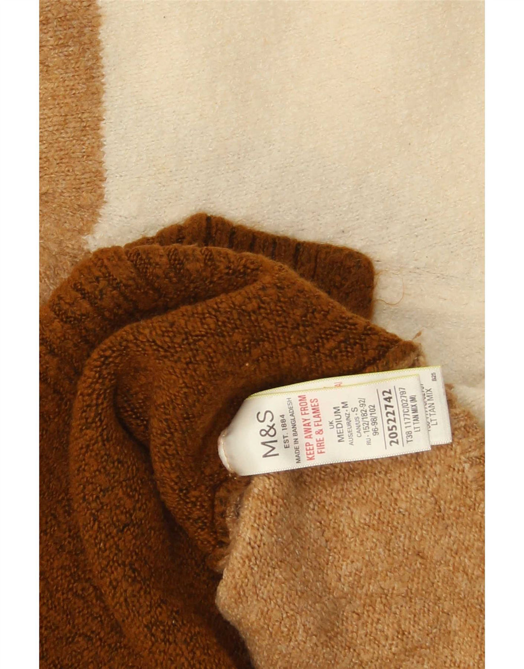 Marks & Spencer Womens Crew Neck Jumper Sweater UK 12 Medium Brown
