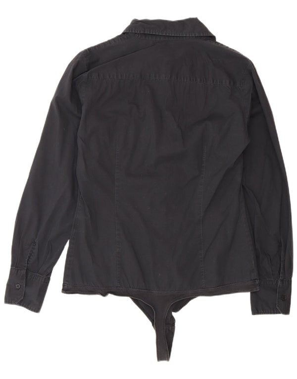 Benetton Womens Shirt Bodysuit UK 14 Medium Black