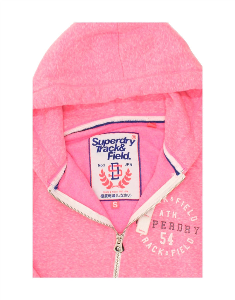 SUPERDRY Womens Graphic Zip Hoodie Sweater UK 10 Small Pink Flecked | Vintage Superdry | Thrift | Second-Hand Superdry | Used Clothing | Messina Hembry 