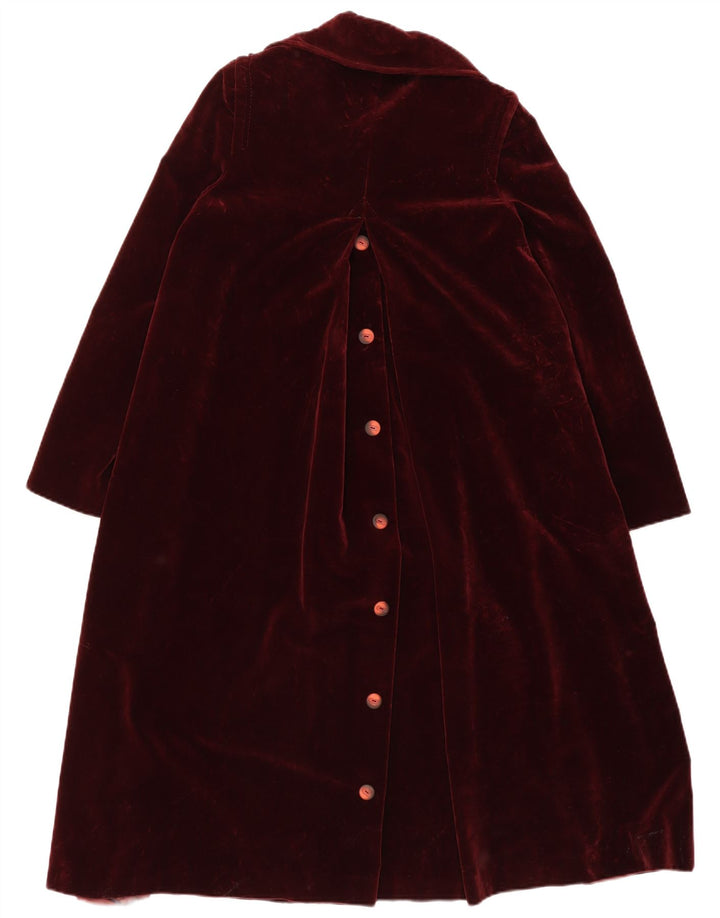 Vintage Womens Velvet Overcoat IT 46 Large Burgundy