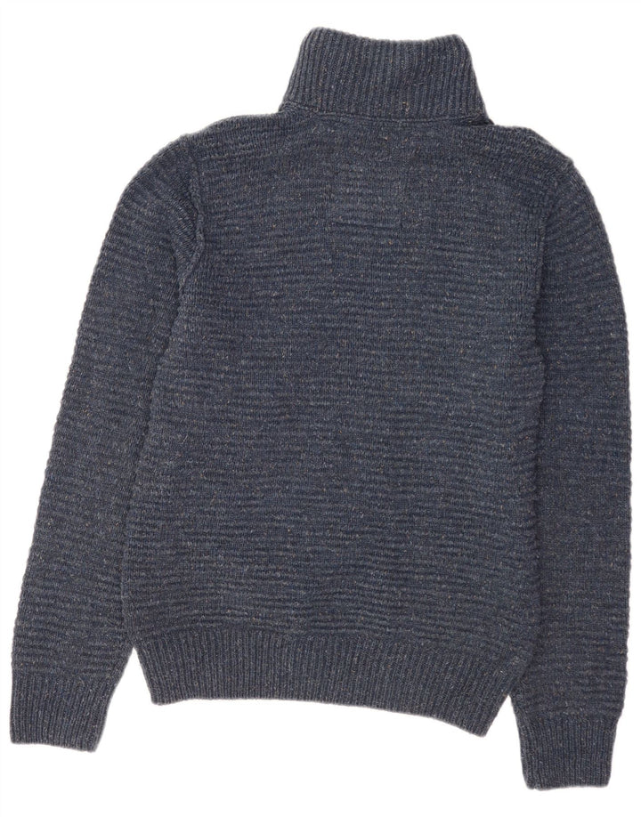 Fat Face Mens Zip Neck Jumper Sweater Medium Blue Acrylic