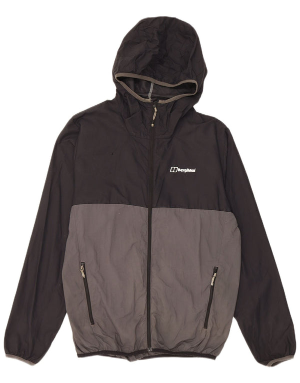 Berghaus Mens Hooded Rain Jacket UK 36 Small Black Colourblock Nylon