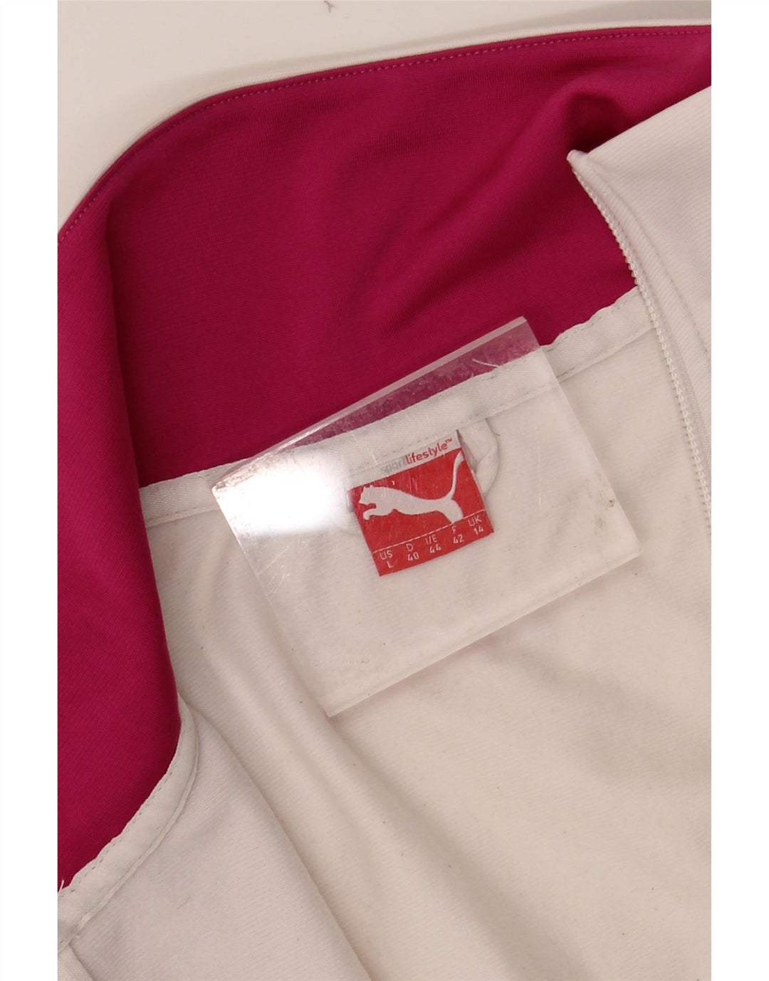 PUMA Womens Tracksuit Top Jacket UK 14 Large White Colourblock Polyester
