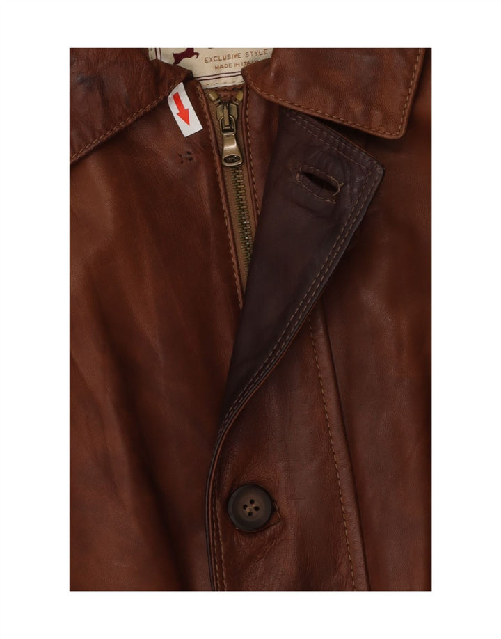 Vintage Mens Leather Jacket UK 42 XL Brown Leather
