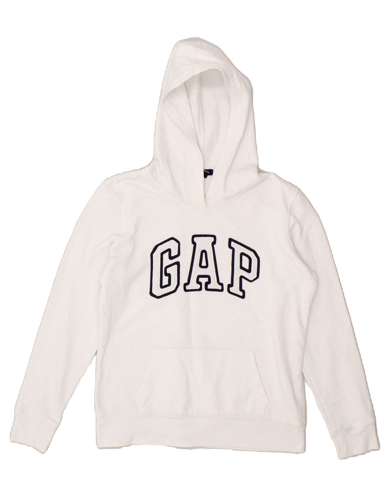 GAP Womens Graphic Hoodie Jumper UK 6 XS White Cotton | Vintage Gap | Thrift | Second-Hand Gap | Used Clothing | Messina Hembry 