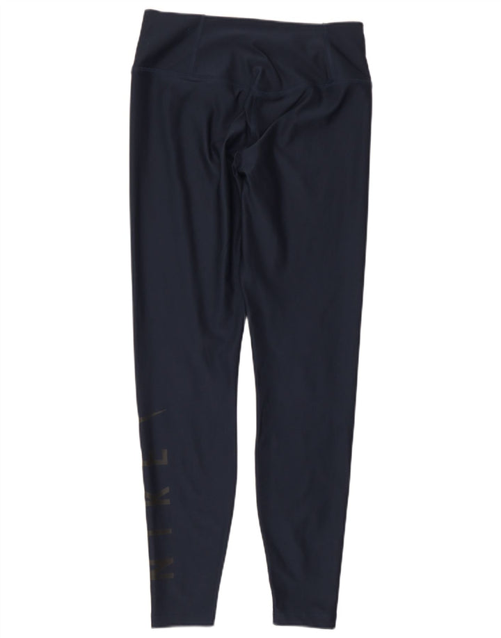 Nike Womens Dri Fit Graphic Leggings UK 8 Small  Navy Blue