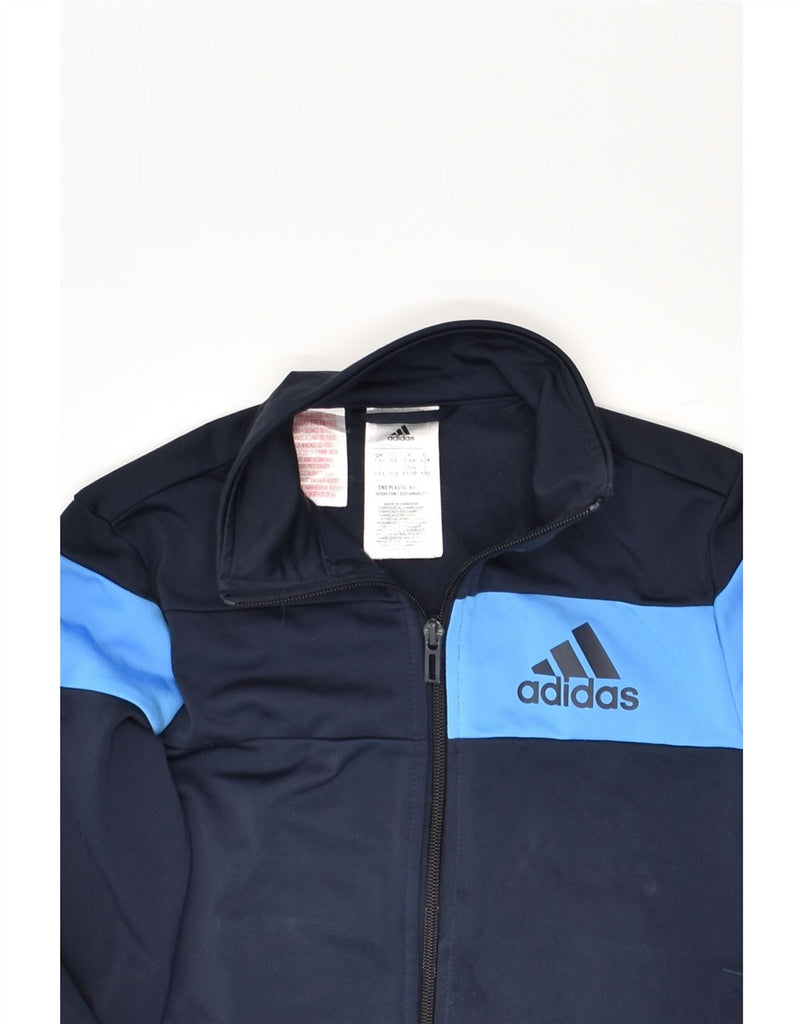 ADIDAS Boys Graphic Tracksuit Top Jacket 7-8 Years Navy Blue Colourblock | Vintage Adidas | Thrift | Second-Hand Adidas | Used Clothing | Messina Hembry 