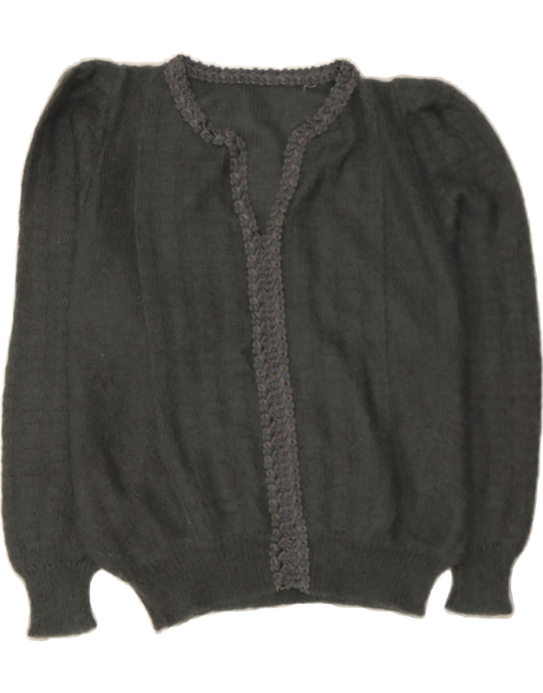 VINTAGE Womens V-Neck Jumper Sweater UK 14 Large Grey Vintage Vintage and Second-Hand Vintage from Messina Hembry 