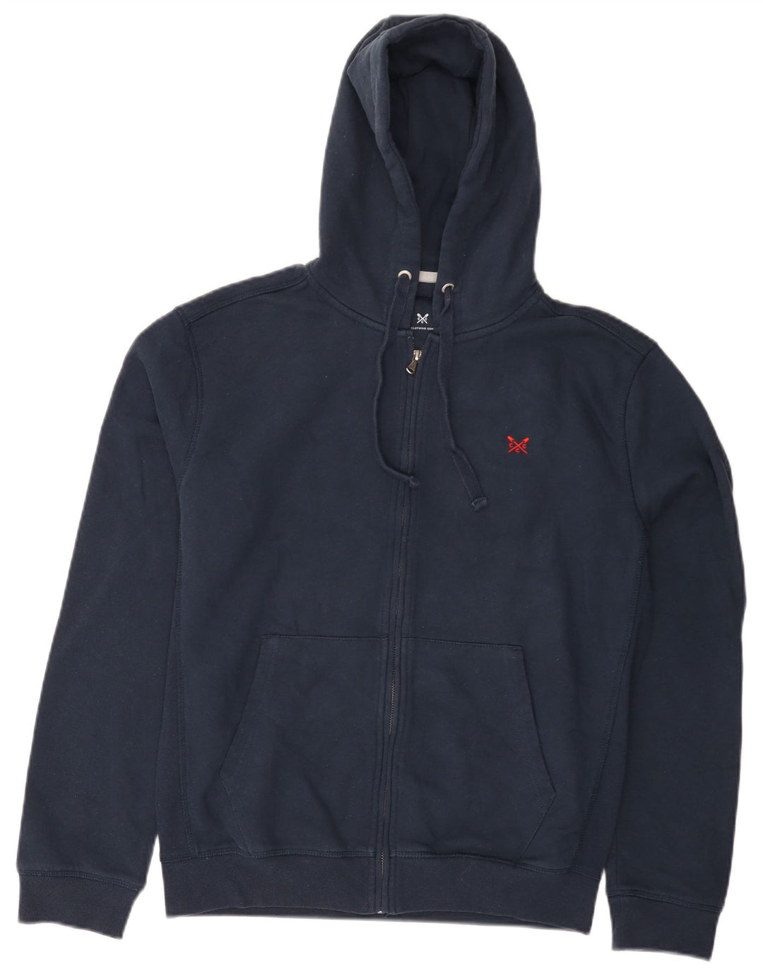 Crew Clothing Mens Zip Hoodie Sweater Medium Navy Blue Cotton