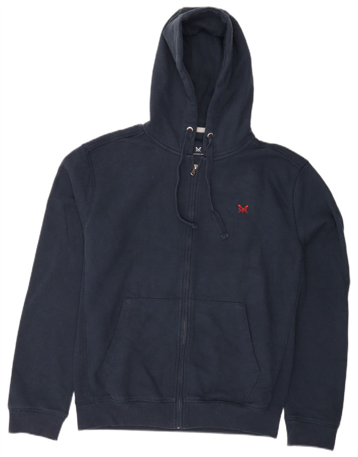 Crew Clothing Mens Zip Hoodie Sweater Medium Navy Blue Cotton