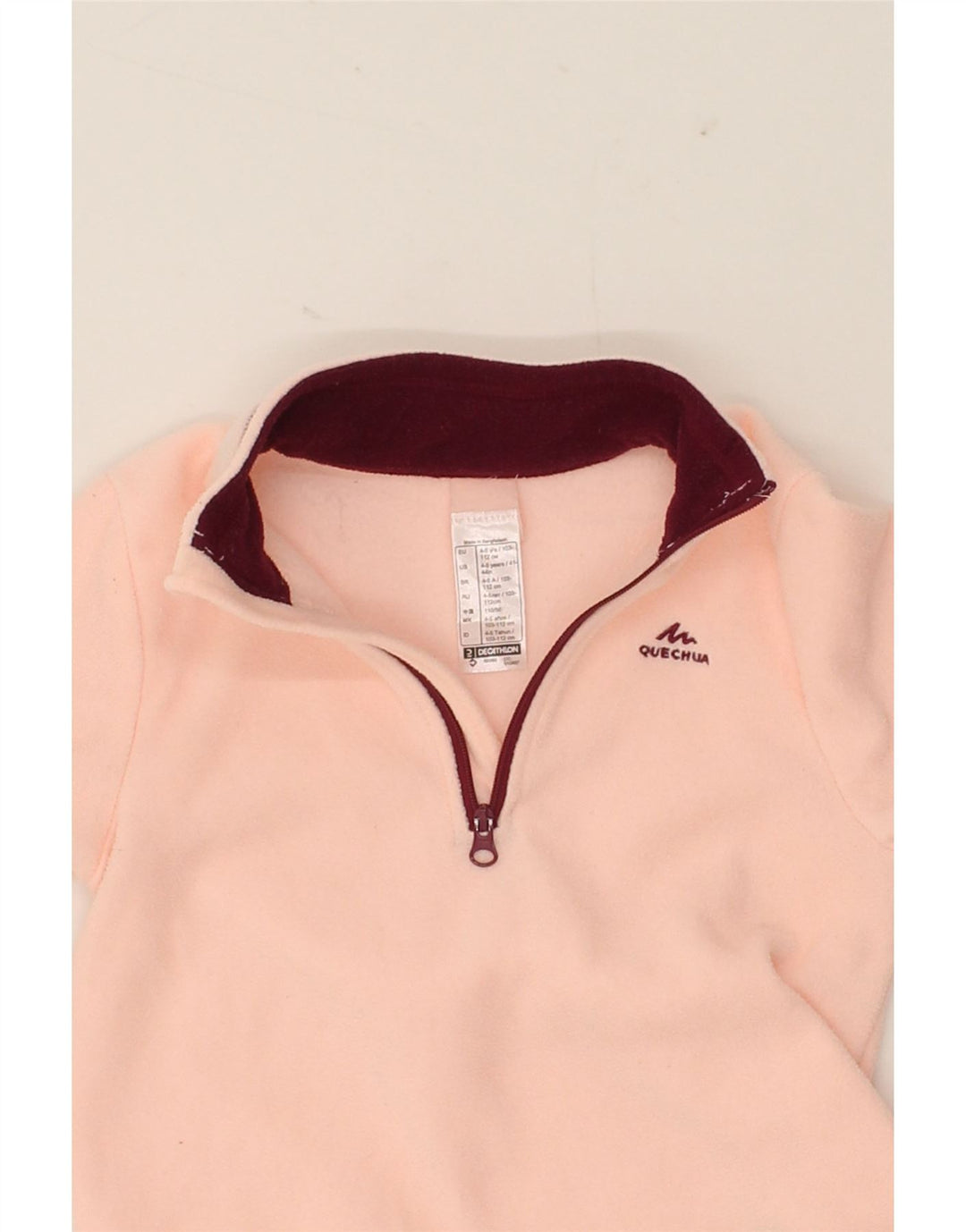DECATHLON Girls Zip Neck Fleece Jumper 4-5 Years Pink Polyester Vintage Decathlon and Second-Hand Decathlon from Messina Hembry 