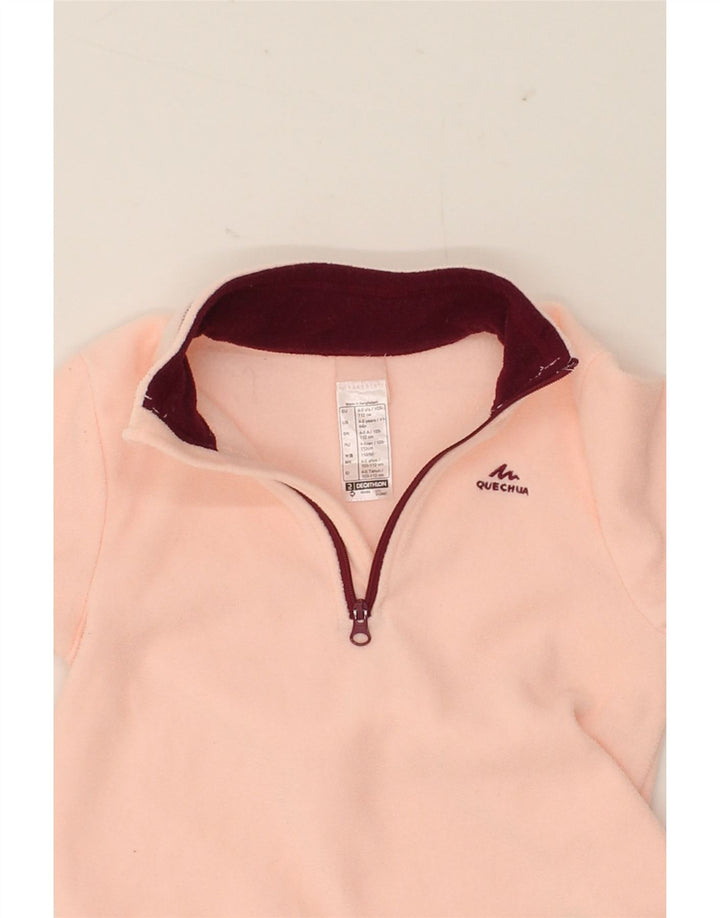 DECATHLON Girls Zip Neck Fleece Jumper 4-5 Years Pink Polyester Vintage Decathlon and Second-Hand Decathlon from Messina Hembry 
