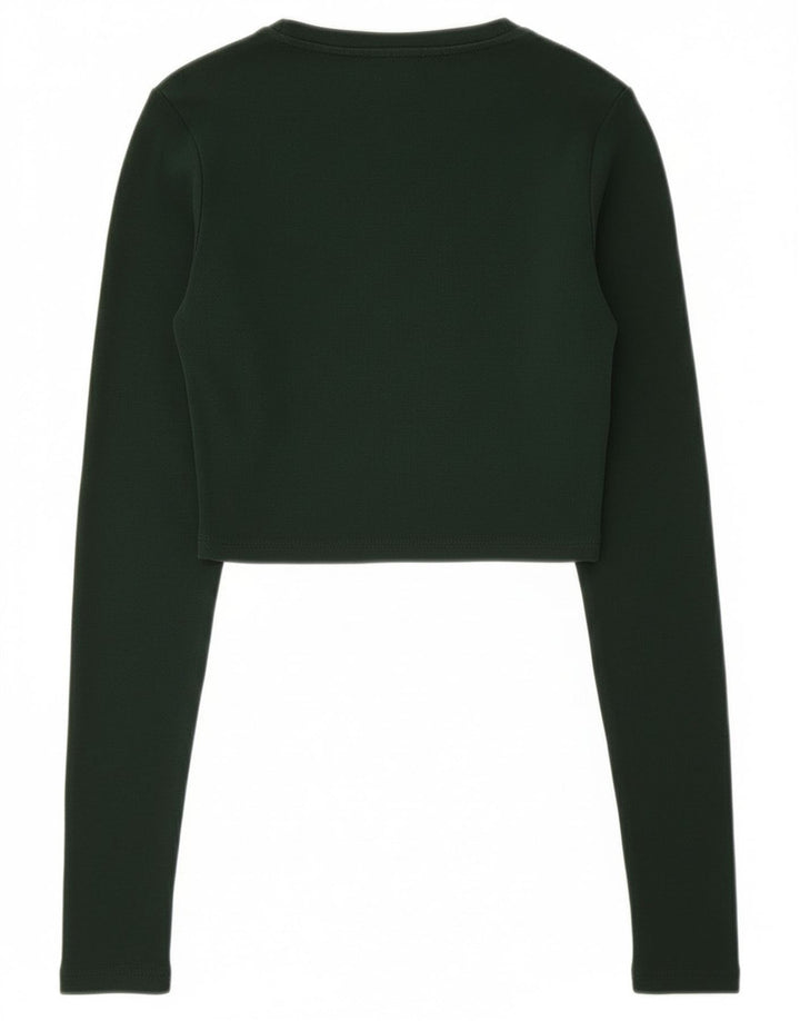 Zara Womens Long Sleeve Crop Top UK 12 Medium Green