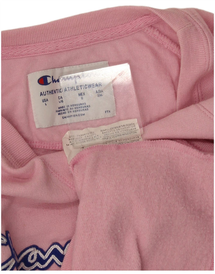 Champion Womens Graphic Sweatshirt Jumper UK 16 Large Pink Polyester