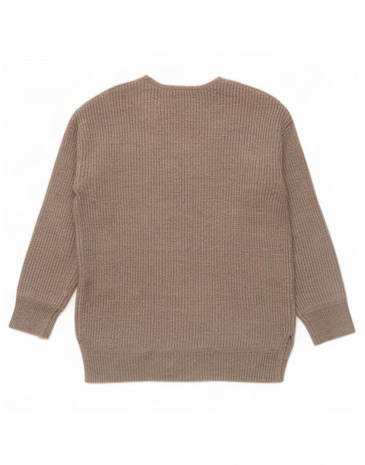 Marks & Spencer Womens V-Neck Jumper Sweater UK 14 Medium Brown Polyester
