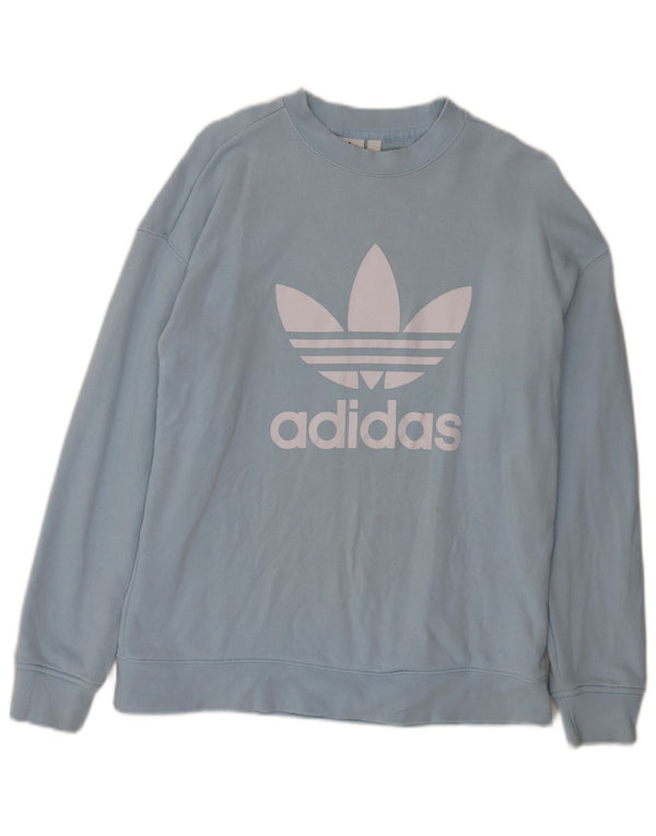 Adidas Womens Graphic Oversized Sweatshirt Jumper UK 8 Small Blue Cotton