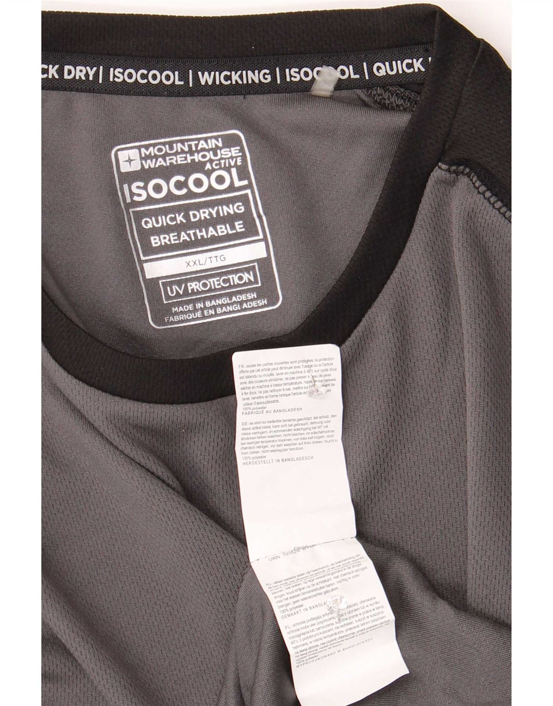 Mountain Warehouse Mens IsoCool Top Long Sleeve 2XL Grey Colourblock